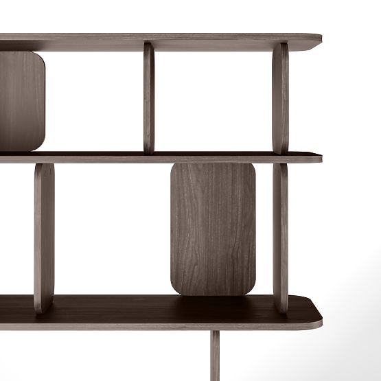 Tall, Rounded Tulumo Shelf, Walnut Villa