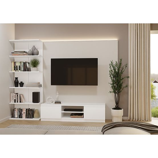 TALL WHITE SHELF 6P 180 cm 6 Shelves for Books and Documents for Office and Living Room