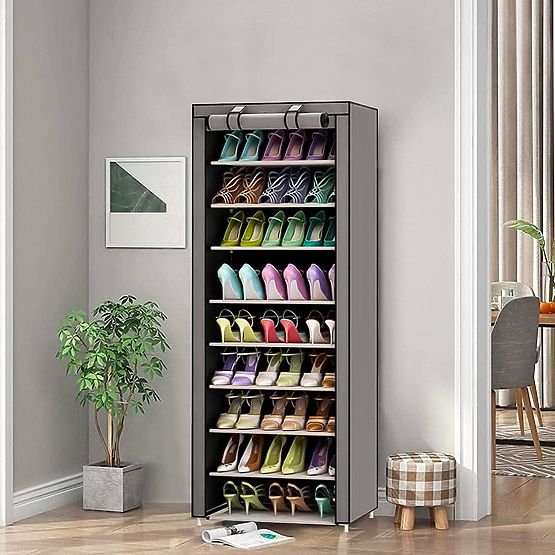Textile Wardrobe with Shelves for Clothes and Shoes