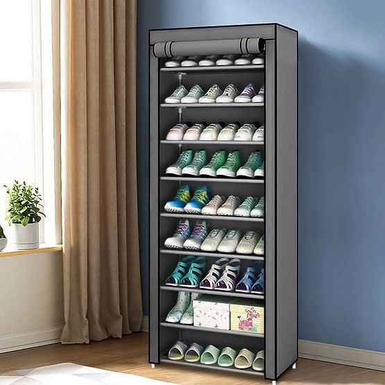 Textile Wardrobe with Shelves for Clothes and Shoes