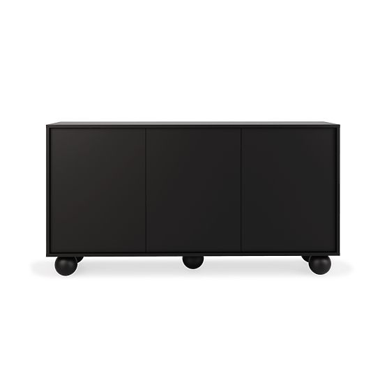Three-Door Sideboard Aldo Black, Ball-Shaped Legs