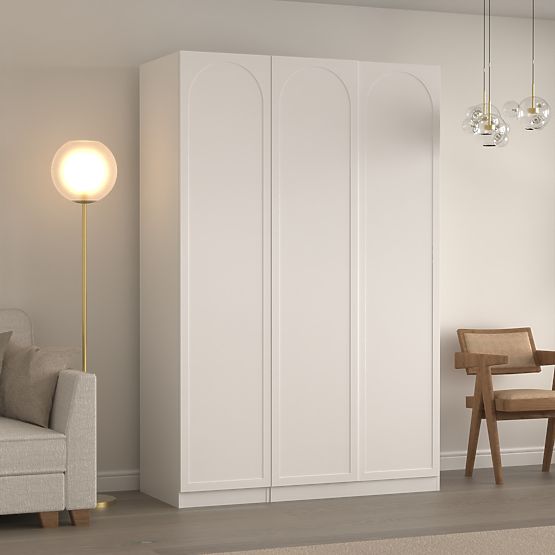 Three-Door Wardrobe Neroli, Arched Front, White