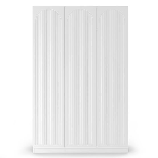 Three-Door Wardrobe Neroli, Arched Grooves, White