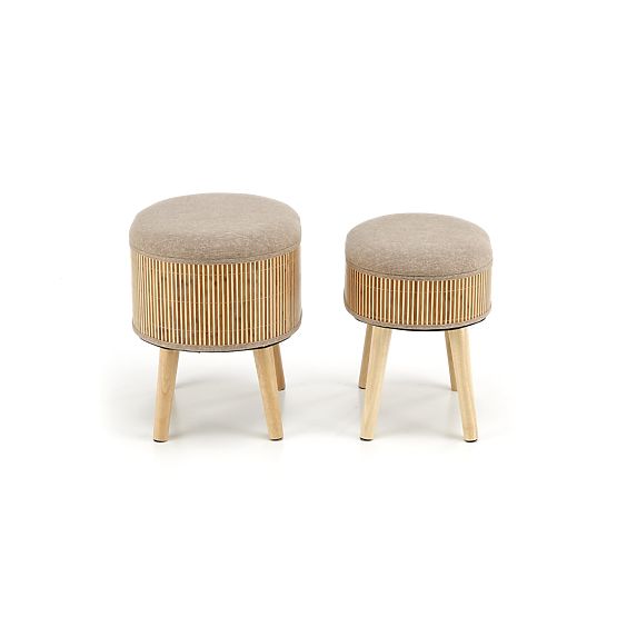 TICO Set of 2 Storage Ottomans, Beige (1p=1pc)