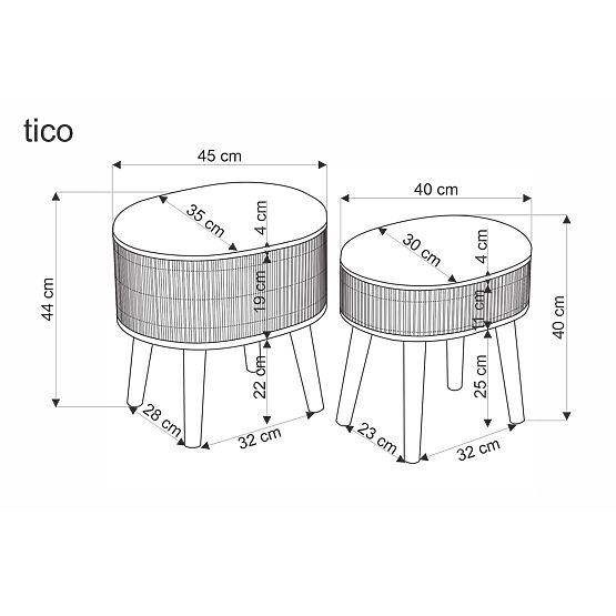 TICO Set of 2 Storage Ottomans, Beige (1p=1pc)