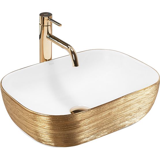 Timeless Washbasin Rea Belinda White GOLD BRUSH