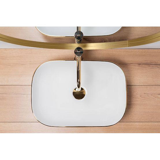 Timeless Washbasin Rea Belinda White GOLD BRUSH
