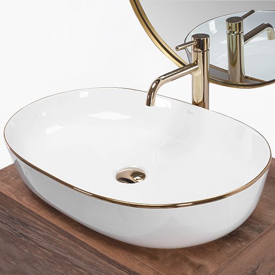 Timeless Washbasin Rea CLEO 61 Gold Edge