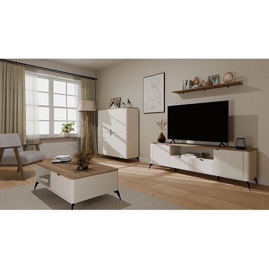 TV Cabinet CORDOBA 2S2S Cashmere Beige Oak Castello TV Cabinet 2 Drawers