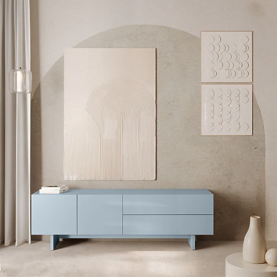 TV Cabinet Glim, Blue Smoke, Glossy