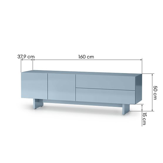 TV Cabinet Glim, Blue Smoke, Glossy