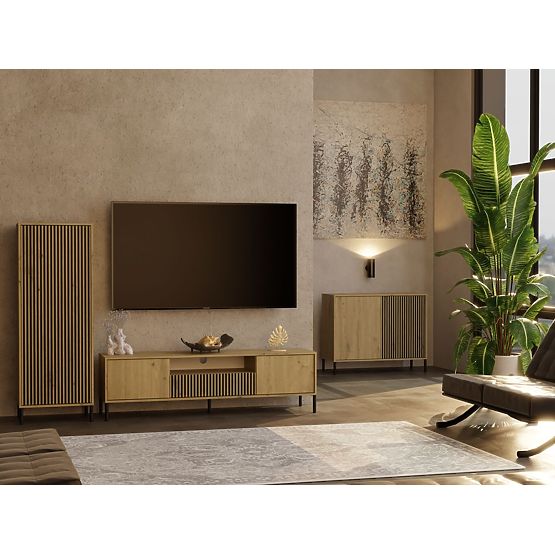 TV Cabinet KAMARO 160 Artisan Oak Grooved + Classic Front Panel