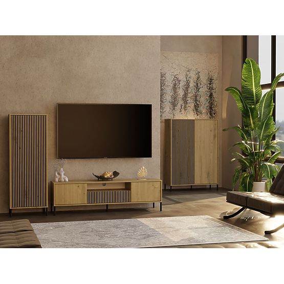 TV Cabinet KAMARO 160 Artisan Oak Grooved + Classic Front Panel