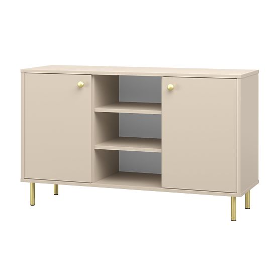 Two-Door Sideboard Venus, Cashmere, Gold Metal Legs