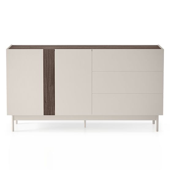Two-Door Sideboard with Drawers Berula, Cashmere, Walnut Villa