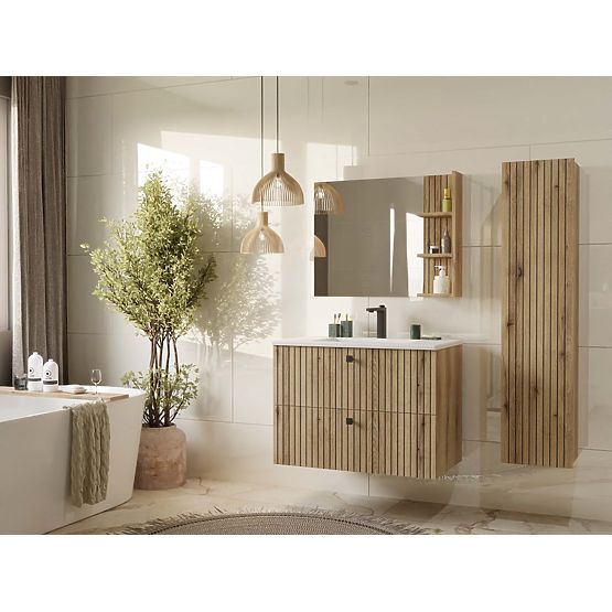 UNDER-SINK CABINET TIGO 80 2S EVOKE OAK GROOVED FRONT + SINK