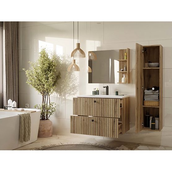 UNDER-SINK CABINET TIGO 80 2S EVOKE OAK GROOVED FRONT + SINK