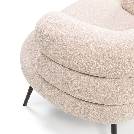 Upholstered Armchair/Chair Leya Beige, Rounded, Black Legs