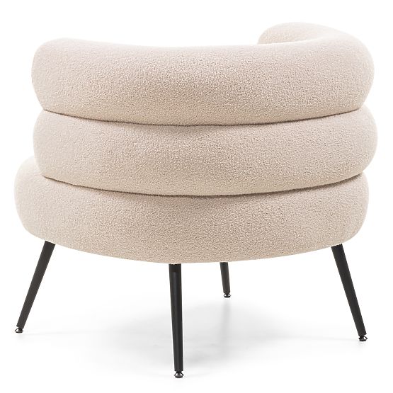 Upholstered Armchair/Chair Leya Beige, Rounded, Black Legs