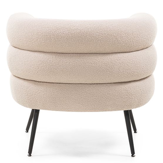 Upholstered Armchair/Chair Leya Beige, Rounded, Black Legs