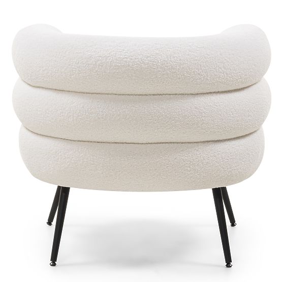 Upholstered Armchair/Chair Leya Ecru, Rounded, Black Legs