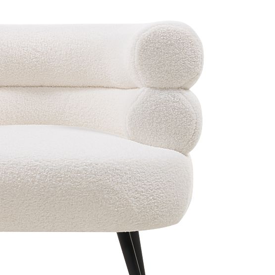 Upholstered Armchair/Chair Leya Ecru, Rounded, Black Legs