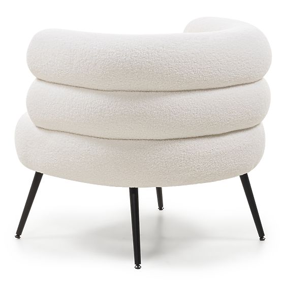 Upholstered Armchair/Chair Leya Ecru, Rounded, Black Legs