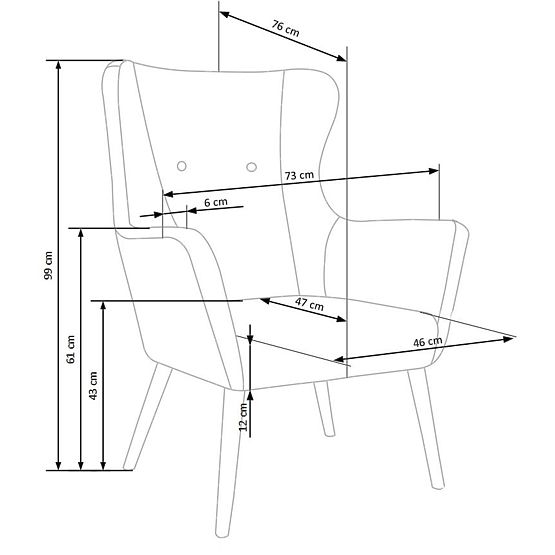 Upholstered armchair COTTO - blue