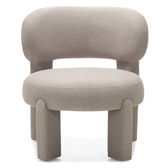 Upholstered Armchair Falone Grey-Beige, Boucle, Rounded