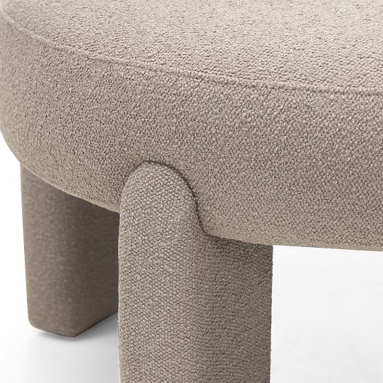 Upholstered Armchair Falone Grey-Beige, Boucle, Rounded