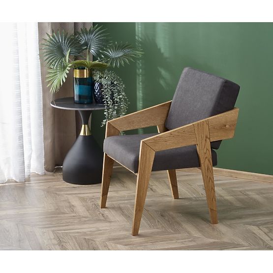 Upholstered armchair Freedom - gray / solid wood