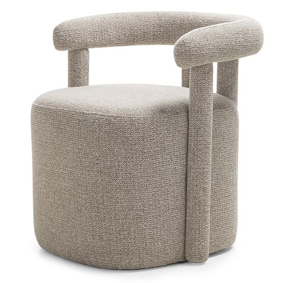 Upholstered Armchair Glen Grey, Rounded Shapes