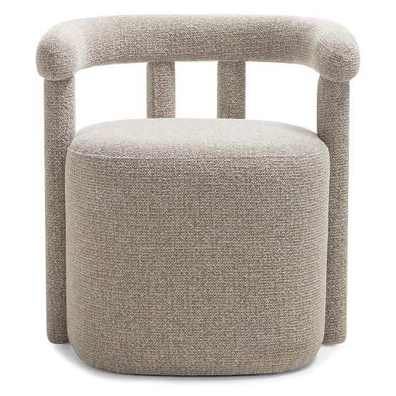 Upholstered Armchair Glen Grey, Rounded Shapes