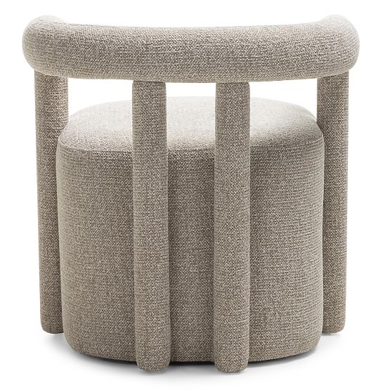 Upholstered Armchair Glen Grey, Rounded Shapes