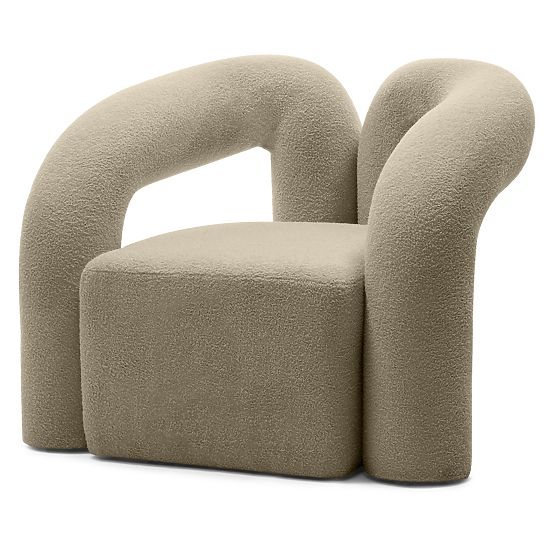Upholstered Armchair Merry Brown, Boucle, Rounded Shapes