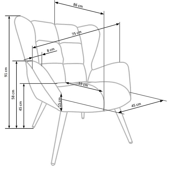 Upholstered armchair Tyrion - cinnamon