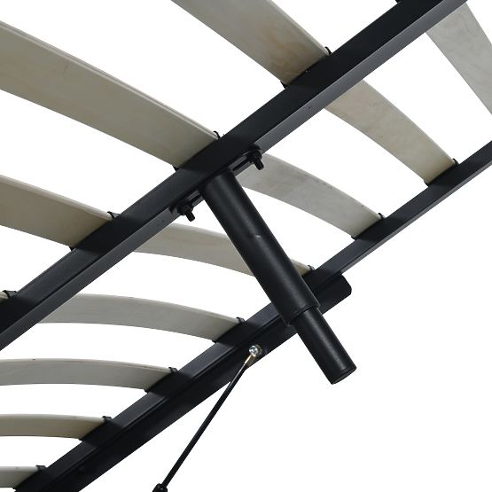 Upholstered Bed Avola 160x200 cm, with Slatted Base and Storage, Light Beige, Rounded