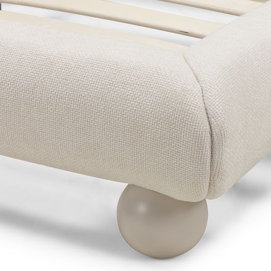 Upholstered Bed Booli 160x200 cm, with Slatted Base, Ball Legs, Light Beige