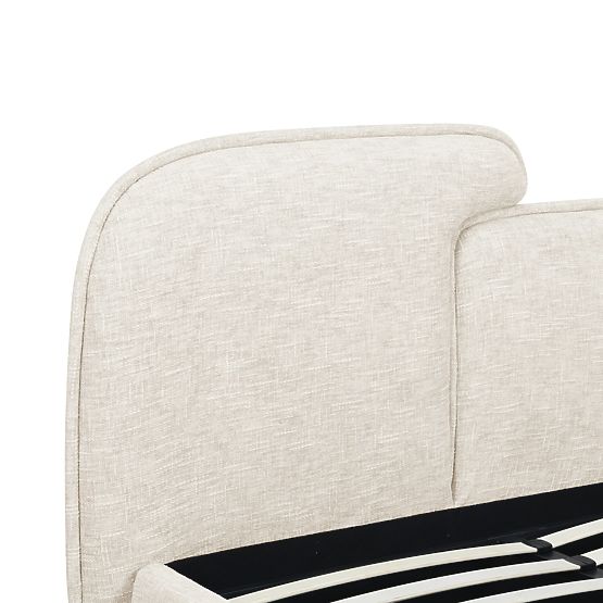 Upholstered Bed Nestia 160x200 cm, with Slats and Storage, Light Beige, Rounded