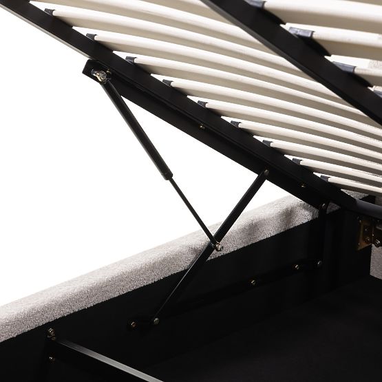 Upholstered Bed Orbi 160x200 cm, with Slatted Base and Storage, Rounded, Beige