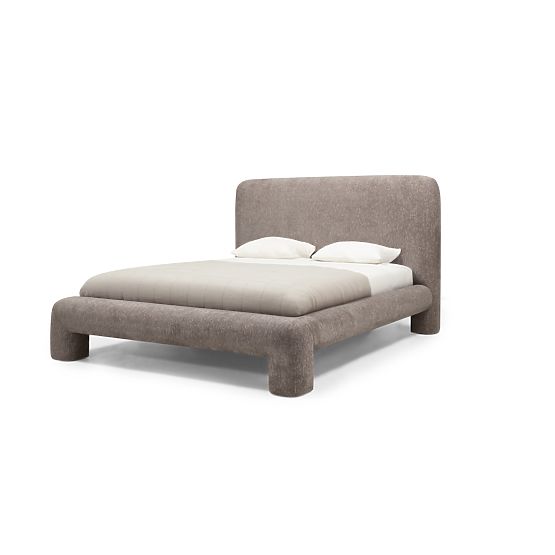 Upholstered Bed Rolly 160x200 cm, with Slats, Rounded, Brown