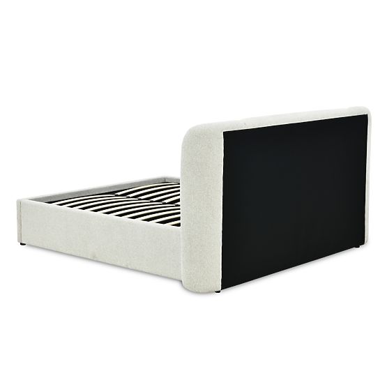 Upholstered Bed Snoovia 160x200 cm, with Slatted Frame and Storage, Light Beige