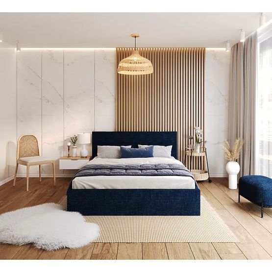 Upholstered bed TULSA 140 x 200 cm - Dark blue