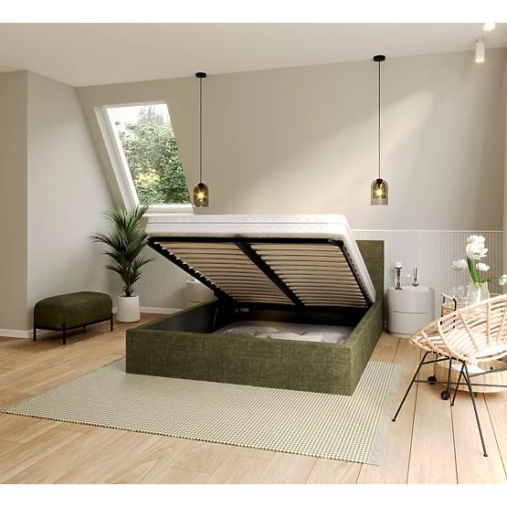 Upholstered bed TULSA 160 x 200 cm - Olive green