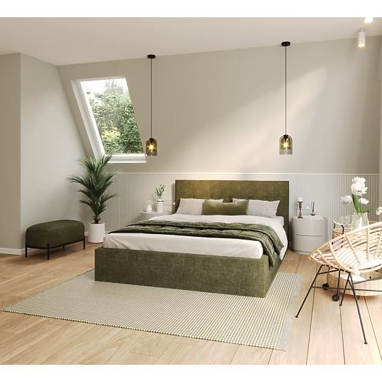 Upholstered bed TULSA 160 x 200 cm - Olive green