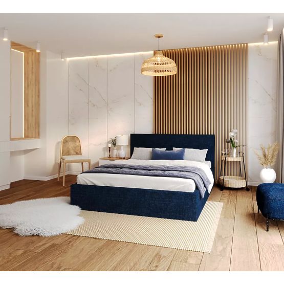 Upholstered bed TULSA 180 x 200 cm - Dark blue