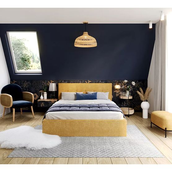 Upholstered bed TULSA 180 x 200 cm - Yellow