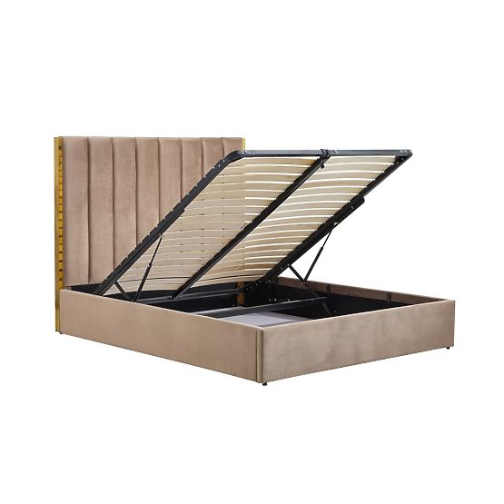 Upholstered bed with high headboard PALLAZO beige - 160x200 cm