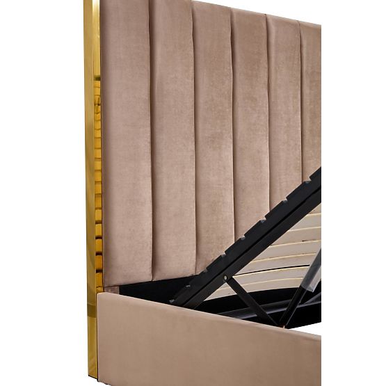 Upholstered bed with high headboard PALLAZO beige - 160x200 cm