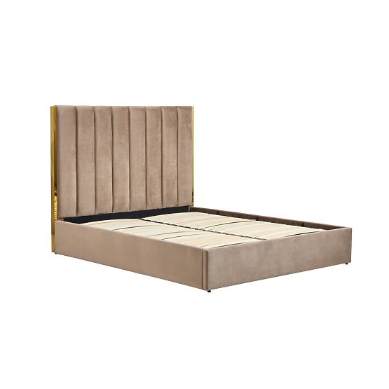 Upholstered bed with high headboard PALLAZO beige - 160x200 cm